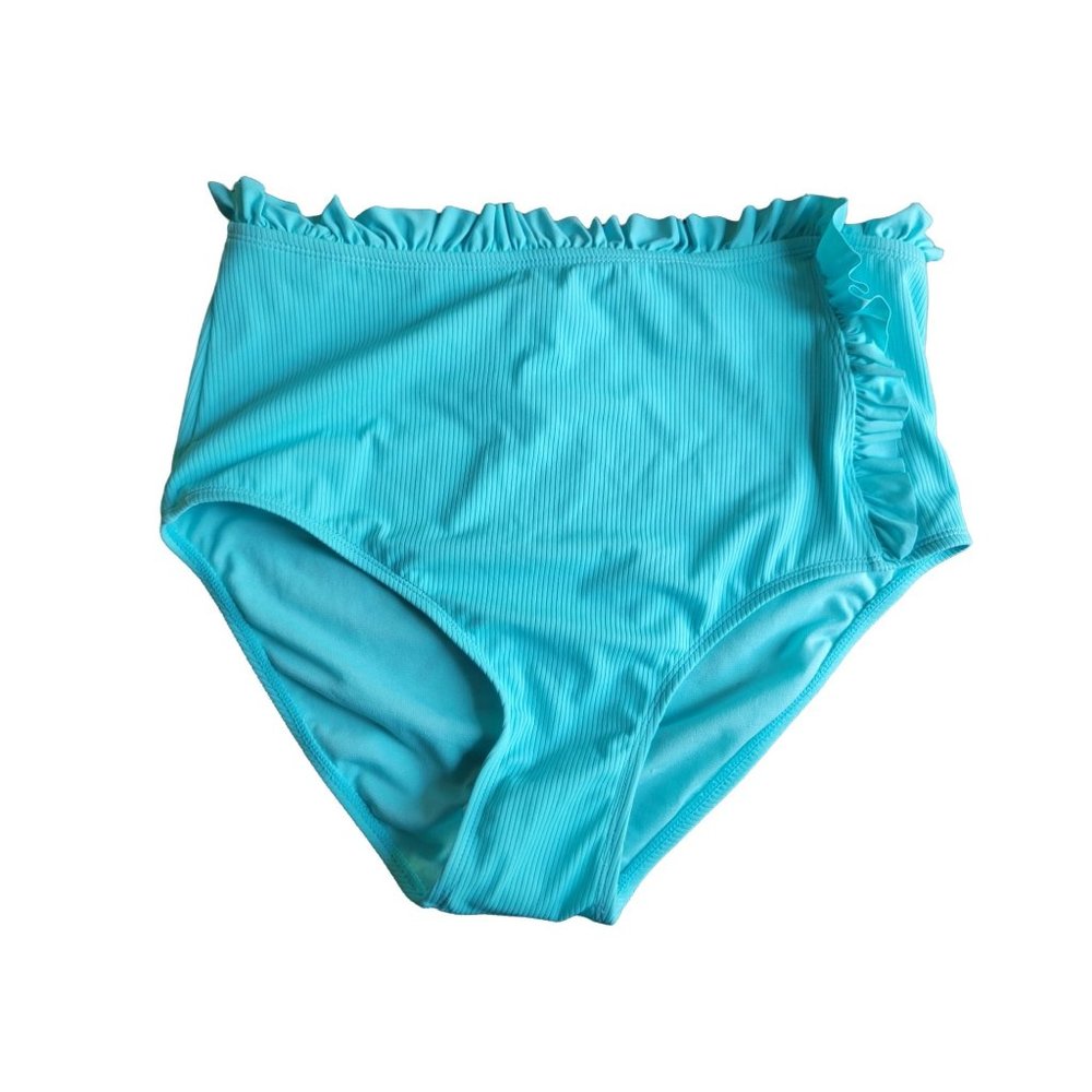 Women's l biza Swimwear High Waisted Bottom W/Princess Seam Ruffle Size 1X